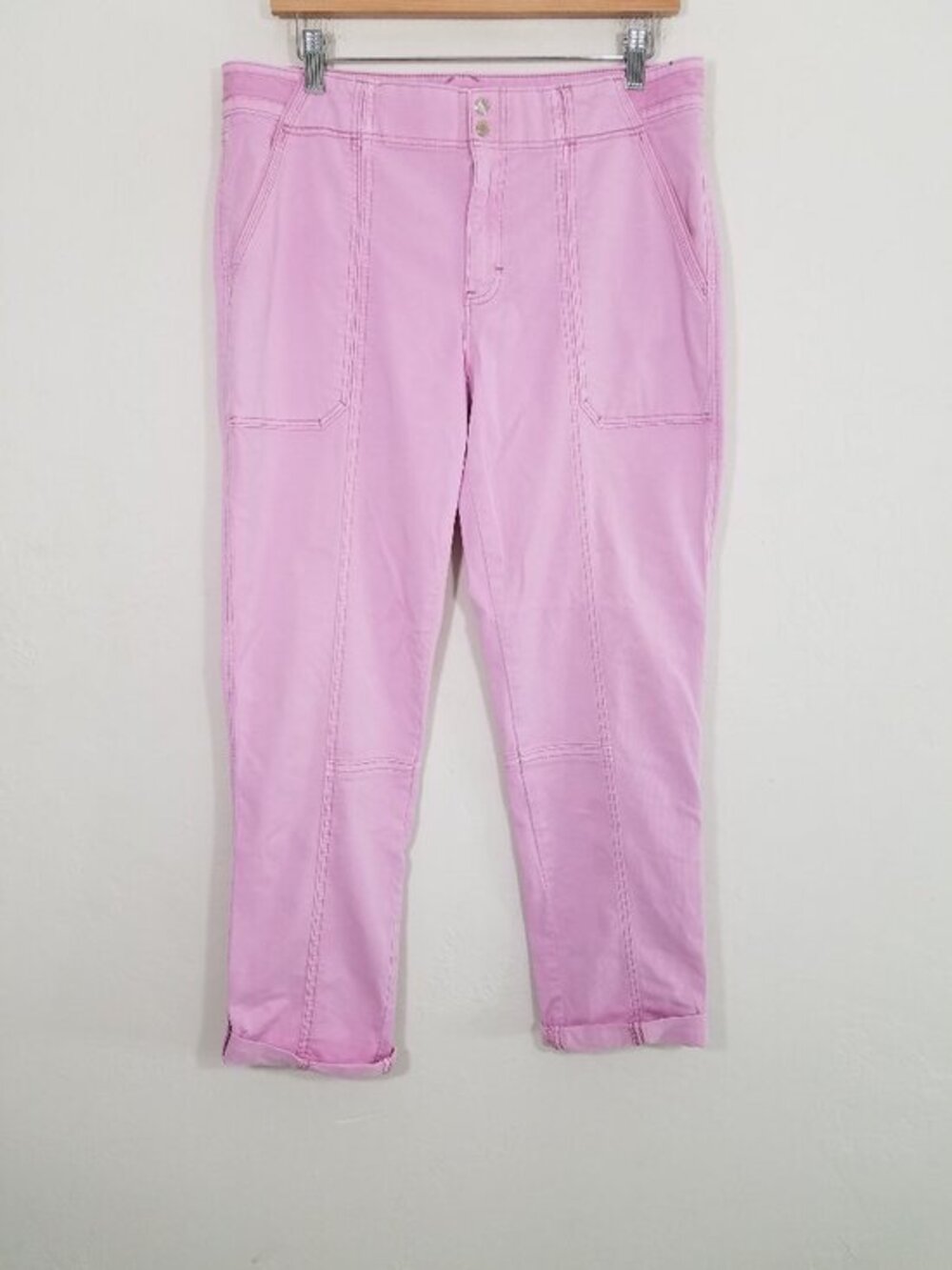 White House Black Market The Straight Crop Pink Stretch Pants Size 10
